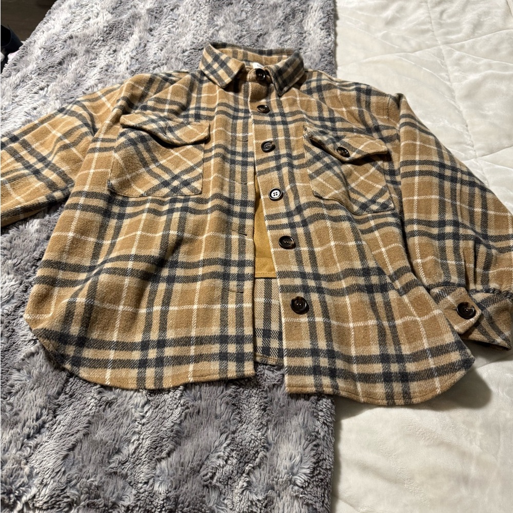 Bohme Plaid Button-Up Jacket in Tan and Black
